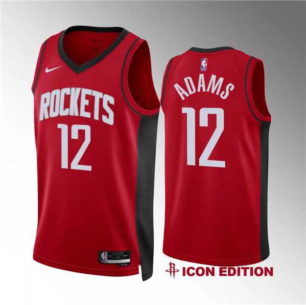 Men's Houston Rockets #12 Steven Adams Red Icon Edition Stitched Jersey Dzhi